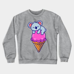 Cute Koala On Ice Cream Cone Cartoon Crewneck Sweatshirt